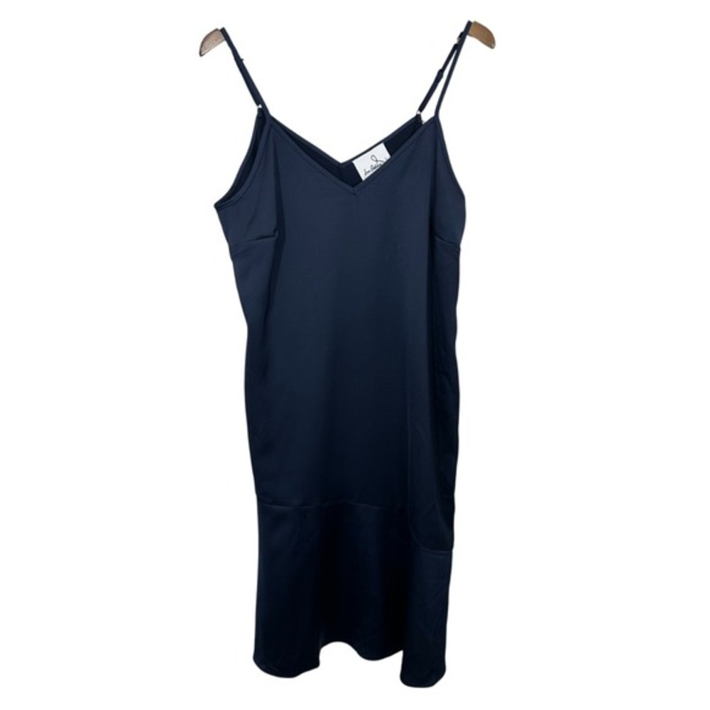 Sam Edelman Navy Blue Midi Slip Dress V Neck Cocktail‎ Hour Feminine Delicate